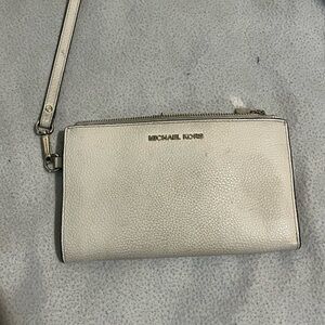Michael Kors White Leather Wristlet